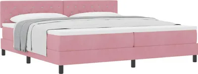 Produktbild von vidaXL Boxspringbett mit Matratze mit Kopfteil Rosa 200 x 200 cm Samt