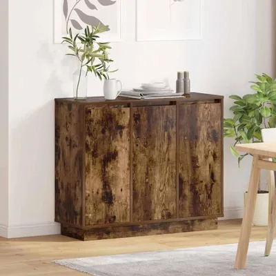 Zdjęcie produktu dla vidaXL Kredens LED dąb wędzony 90 x 32 x 75 cm materiał drewnopochodny