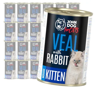 Zdjęcie produktu dla John Dog for Cats Mus Cielęcina z Królikiem 24x400g Bezzbożowa Mokra Karma Dla Kociąt