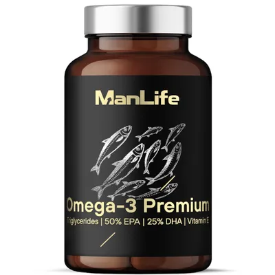 Produktbild von Omega 3 Fischöl Hochdosiert 2000mg in Triglycerid-Form (TG) – Totox 8,5, EPA 1000mg, DHA 500mg, Vitamin E – Für Herz Gehirn Sehkraft - 90 Kapseln