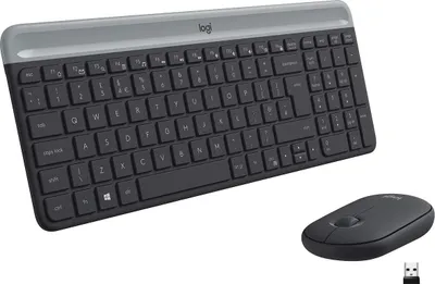Produktbild von Logitech Slim MK470, Volle Größe (100%), Kabellos, RF Wireless, QWERTY, Graphit, Maus enthalten