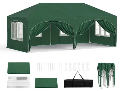 Produktbild von WOLTU Faltpavillon 3x6m Pop up mit 6 Seitenwänden Pavillon Partyzelt Grün