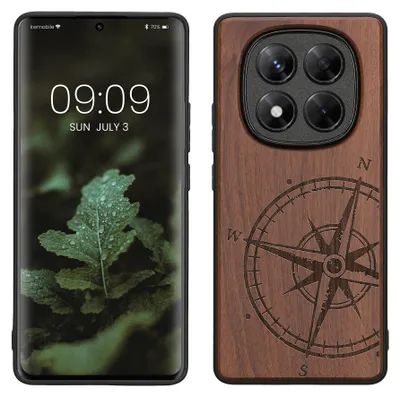 Produktbild von kwmobile Handyhülle für Xiaomi Redmi Note 14 Pro 4G Hülle Holz - Case mit TPU Bumper - Stoßfestes Hardcase - Schutzhülle Cover in Dunkelbraun