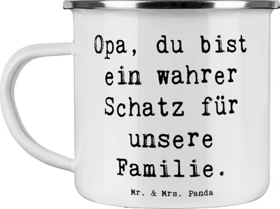 Produktbild von Mr. & Mrs. Panda Haferl Spruch Opa Schatz - Weiß - Geschenk, Teebecher, danke, Teetasse, handgefertigt, Bedanken, Pott, Dankbarkeit, Aufmerksamkeit, sagen, Dankeschön