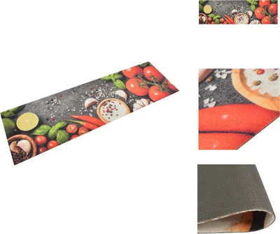 Produktbild von vidaXL Küchenteppich Waschbar Gemüse 45x150 cm Samt -  Fußmatten