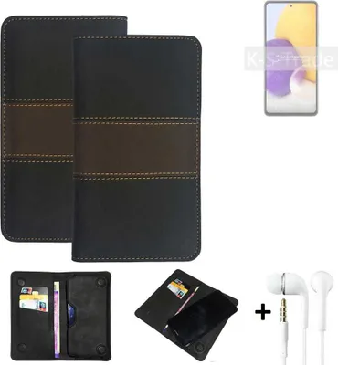 Produktbild von K-S-Trade Handyhülle + Kopfhörer kompatibel mit Samsung Galaxy A72 Schutzhülle Walletcase Bookstyle Tasche Schutz Case Hülle Wallet Cover