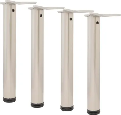 Produktbild von camar Tischfüße verstellbar 470-500mm rund ø 60mm, Metall Tischbeine höhenverstellbar, Stahl verchromt 4 Stück