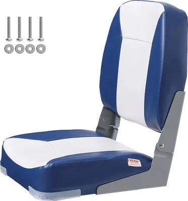Image de SucceBuy Siège de bateau à dossier bas, 18,9 pouces, chaise pliante avec rembourrage épais en éponge et charnière, chaise de capitaine rabattable pour la pêche, le tourisme, les vedettes, les canoës, 1 pièce