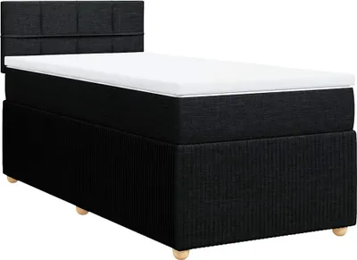 Image de vidaXL Lit boxspring avec matelas noir 80x200 cm tissu