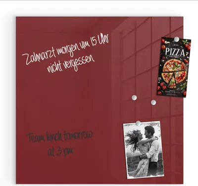 Produktbild von Magnettafel 50x50cm Pinnwand Whiteboard beschreibbar - Weinroter Hintergrund I