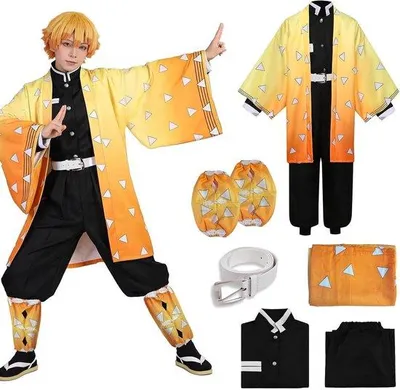 Produktbild von Anime Kostüm für Giyuu, Shinobu, Mitsuri, Muichiro, Tanjiro, Nezuko und Zenitsu - Cosplay Outfit für Karneval, Halloween und Anime Conventions, Uni Kimono Uniform