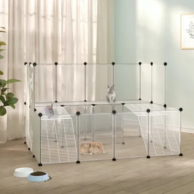Zdjęcie produktu dla The Living Store Klatka dla małych zwierząt przezroczysta 143x107x93 cm PP i stal