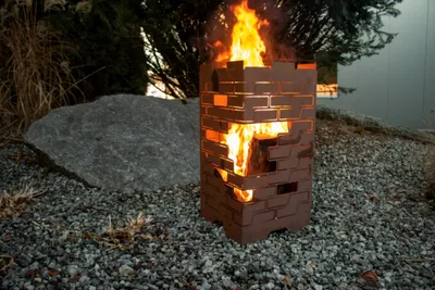 Produktbild von Feuerkorb aus Metall im Backsteineoptik aus Edelrost Rostdeko Gartendeko Feuerstelle