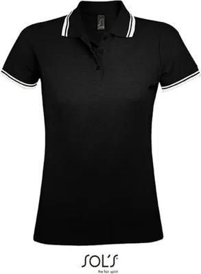 Produktbild von SOLs 00578 | Damen Polo Shirt Pasadena - Farbe: Black/White - Größe: L
