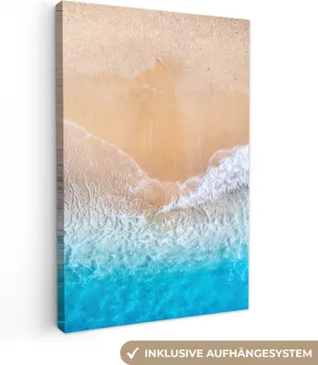 Zdjęcie produktu dla MuchoWow® - Obraz na płótnie - Plaża - Morze - Piasek - Lato - Niebieski - Fale, fototapeta, dekoracja ścienna, obrazy do salonu, 60x90cm