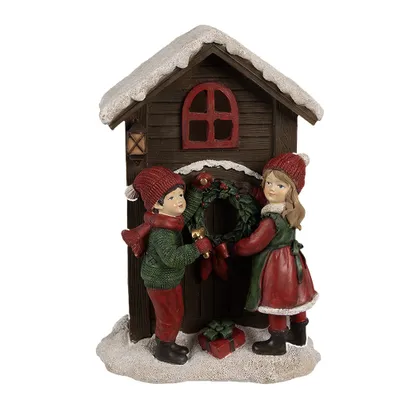 Produktbild von Clayre & Eef Weihnachtsdekoration mit LED-Beleuchtung Haus 13x10x20 cm Braun Polyresin