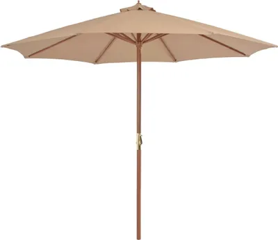 Image de Parasol d'extérieur avec mât en bois 300 cm taupe