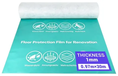 Bodenschutzfolie 97 cm x 3 m, 1 mm, wasserdicht, wiederverwendbar