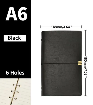 Productafbeelding van Notitieboekje A6, Polyurethanleer, navulbaar, 100 pagina's, zwart