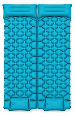 Produktbild von Eikuavons 2xCamping Isomatte, Isomatte Camping Aufblasbar, 8.5cm Dicke Isomatten Camping Ultraleicht mit Kissen Isomatte Selbstaufblare Schlafmatte für Camping Wandern Strand, wasserdichte & Faltbare, 192 x 60 x 8.5cm,blau