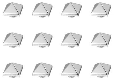 Produktbild von Quadratische Spike-Nieten - 12 Stück 15mm Metall-Schnellnieten - Für Lederhandwerk Kleidung und Taschen - Silber