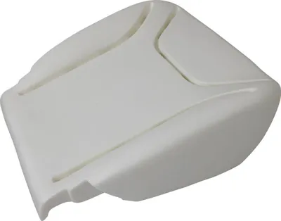 A white foam seat cushion for a vehicle.