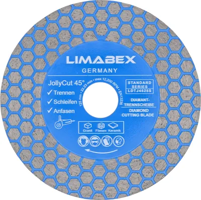 Produktbild von Diamanttrennscheibe 125 mm Keramik Fliesen Granit Jolly Cut 45 Grad Trennen Schleifen Anfasen