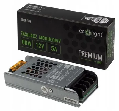 Obrázek produktu pro Modulární napájecí zdroj pro LED pásky Slim PREMIUM, 60W, 12V, 5A, transformátor Ecolight