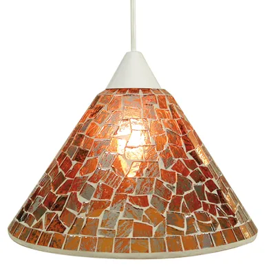 Image de Suspensions – Suspension en mosaïque, lustre de style rustique, en verre de couleur rouille, hauteur 20 cm, diamètre 28,5 cm, culot E27