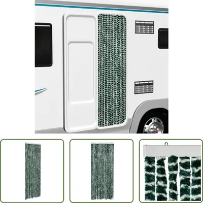 Imagen del producto de Cortina mosquitera "The Living Store", verde y blanca, 56x200 cm, de chenilla