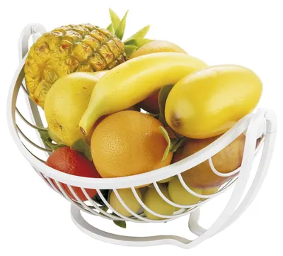 Obstschale aus Aluminium, Weiß, 32 x 25 x 17 cm