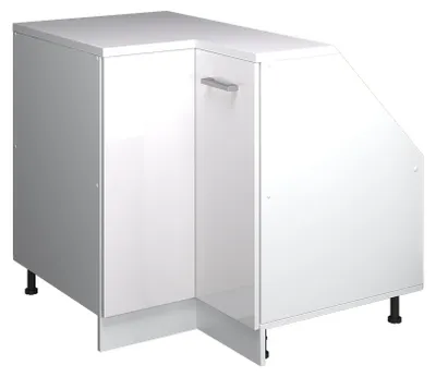 Image de Meuble de rangement sous pente Armoire d'angle Vicco Rion Blanc Haute brillance 75.6x81.6cm 1 porte, 60 cm de profondeur, Model 60091