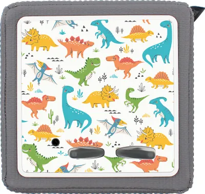 Produktbild von Schutzfolie kompatibel mit Toniebox 1 passgenaue Folie mit Motiv matt Zubehör selbstklebendes Schutzcover Kratzschutz für Musikbox Y031-29 Bunte Dinos