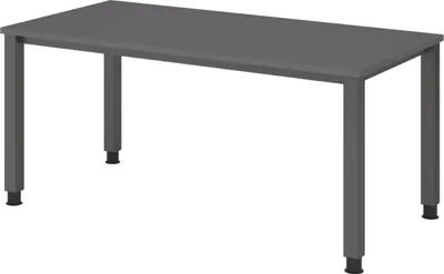 Produktbild von bümö Schreibtisch Serie-Q - Größe:  160 x 80 cm, Nachbildung: Graphit, Gestell: Graphit