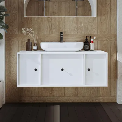Obrázok produktu pre Skye Decor, kvalitná kúpeľňová skrinka s umývadlom, biela, 120 cm | 100% MDF