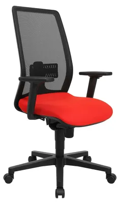 Ergonomischer Drehstuhl, rot, höhenverstellbar, Netzrücken