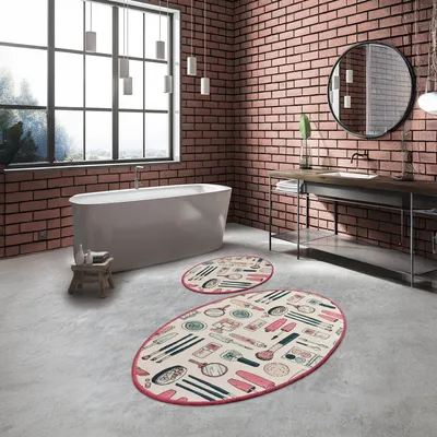 Produktbild von Bosdela Ovales 2-Teiliges Badezimmerteppich-Set, WC-Vorleger-SetMake Up