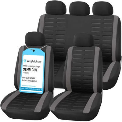 Produktbild von Upgrade4cars Autositzbezüge Set Universal | Auto-Schonbezüge für die Vordersitze & Rückbank in Grau