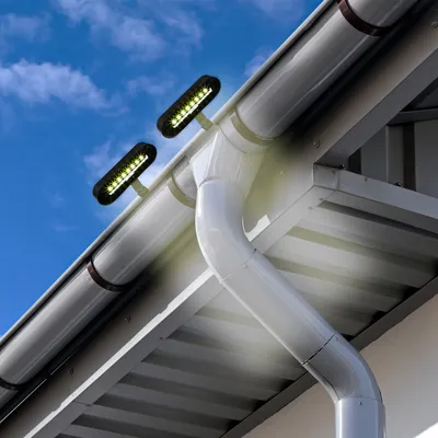 Produktbild von HI 70385 LED Solar Dachrinnenleuchte Dachrinnen Leuchte 2er Set schwarz