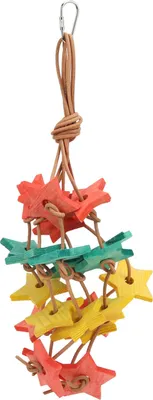 Image de Jouet étoile en bois pour oiseaux Perroquet à mâcher pour perruches Perruche nymphe LovebirdColorful