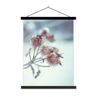 Produktbild von MuchoWow® Textilposter Pflanzen - Winter - Schnee - Natur 40x53 cm mit schwarzem Rahmen - Abbildung