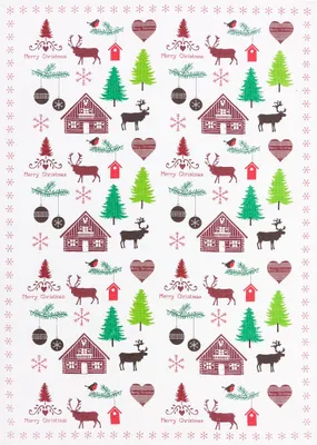Produktbild von Geschirrtuch Weihnachten Blockhütte, Geschirrtücher Mitbringsel Geschenkidee Tuch