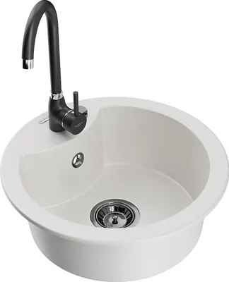 Image de Evier en granit Diego avec mitigeur Telma, blanc (6512-20-670200-70)