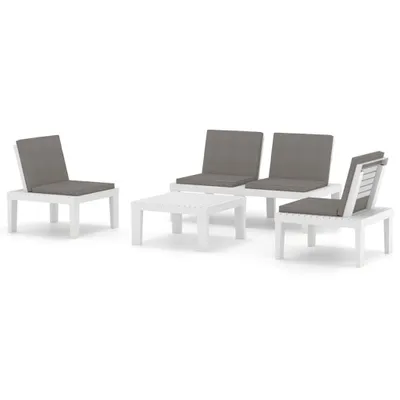 Produktbild von vidaXL 4-tlg. Garten-Lounge-Set mit Kissen Kunststoff Weiß