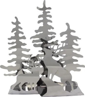 Zdjęcie produktu dla Kaheku Teelichthalter Evani Wald silber , Höhe 28,5 cm