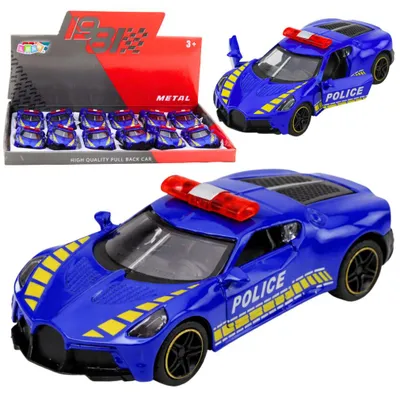 Obrázok produktu pre Športové policajné auto s motorom, modrá farba, mierka 1:43