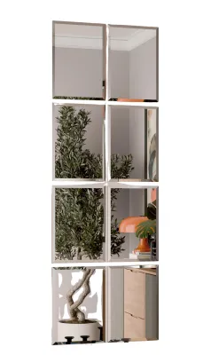 Produktbild von Set aus 21x30 cm großen rechteckigen, abgeschrägten Wandspiegeln zum Aufkleben, 8 Stück A4 mit BD-Kunstaufnähern