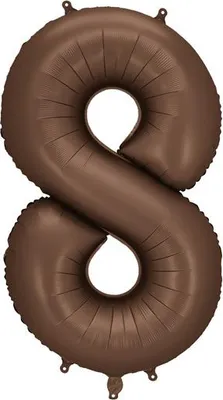 Obrázek produktu pro Fóliový balónek číslo "8" - 86 cm, mocca, hnědá, saténová barva