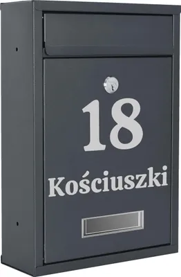 Zdjęcie produktu dla Skrzynka Pocztowa Na Listy Pocztę Z Numerem Domu Nazwą Ulicy Napis Antracyt
