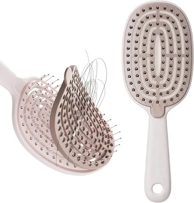 Image de Brosse pour cheveux bouclés, autonettoyante, démêlant pour cheveux